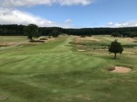 View from the clubhouse back down the 18th at Hollinwell