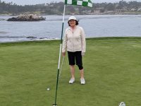 Anna Morris wins "nearest the pin" at the famous 7th at Pebble