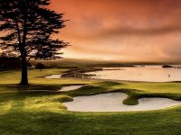 Sunset over the 18th at Pebble