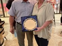 Winners of the Abu Dhabi Mixed Pairs: John Jones & Angela Thomas-Jones